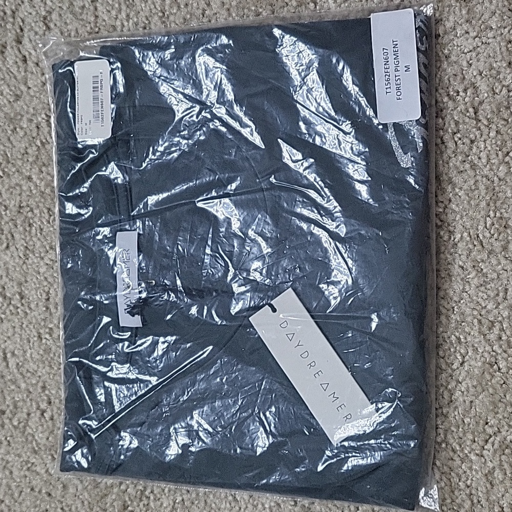 NWT Daydreamer Fender Fullerton CA Glitter Merch Tee in Forest Pigment - Picture 5 of 9
